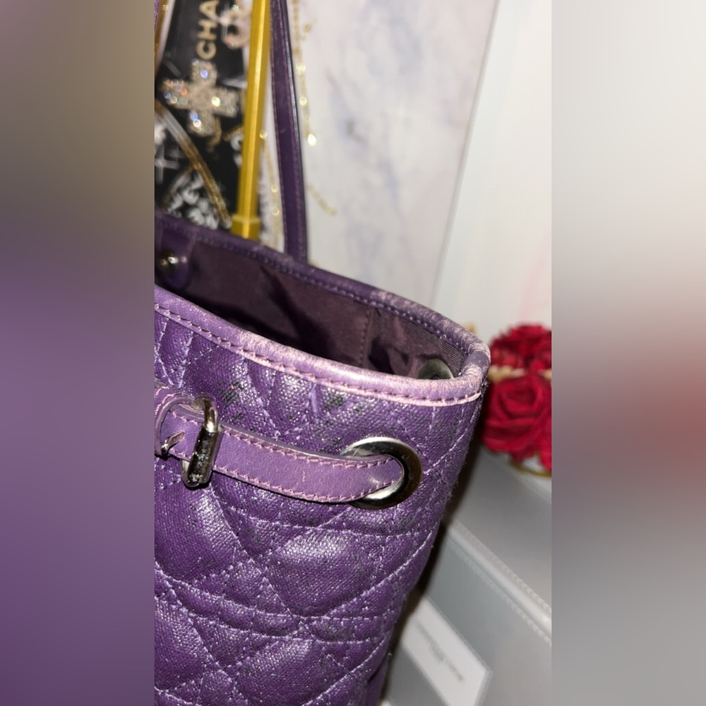 Christian Dior Cannage Purple Quilted Tote Bag - Picture 5 of 12